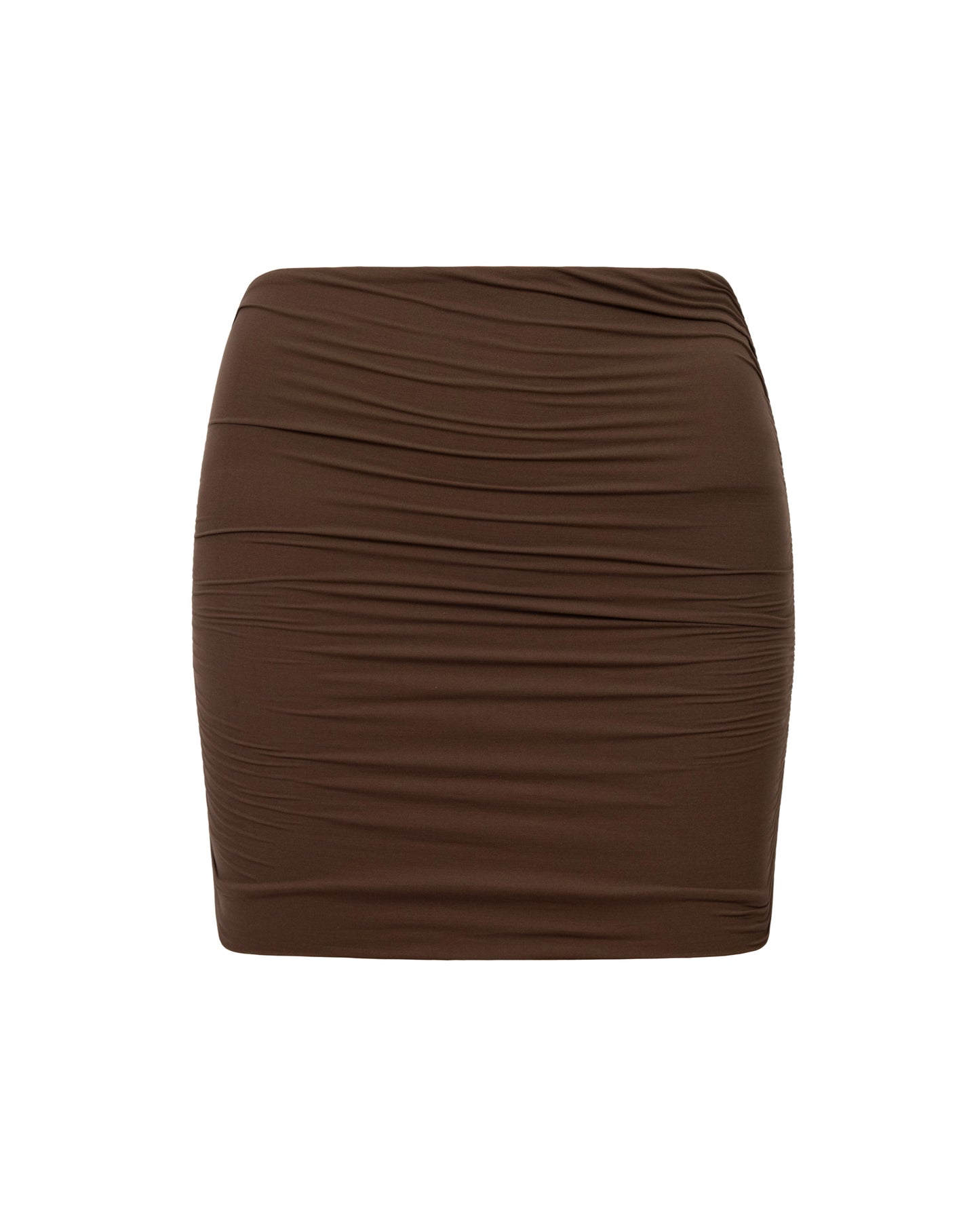 Ruched Mini Skirt - Brown