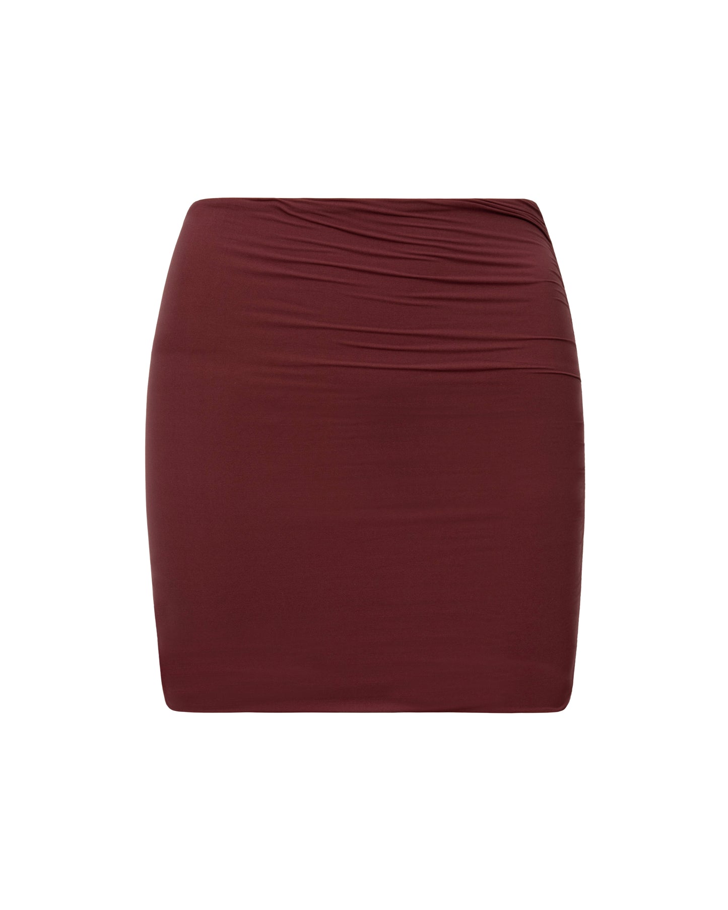 Ruched Mini Skirt - Burgundy