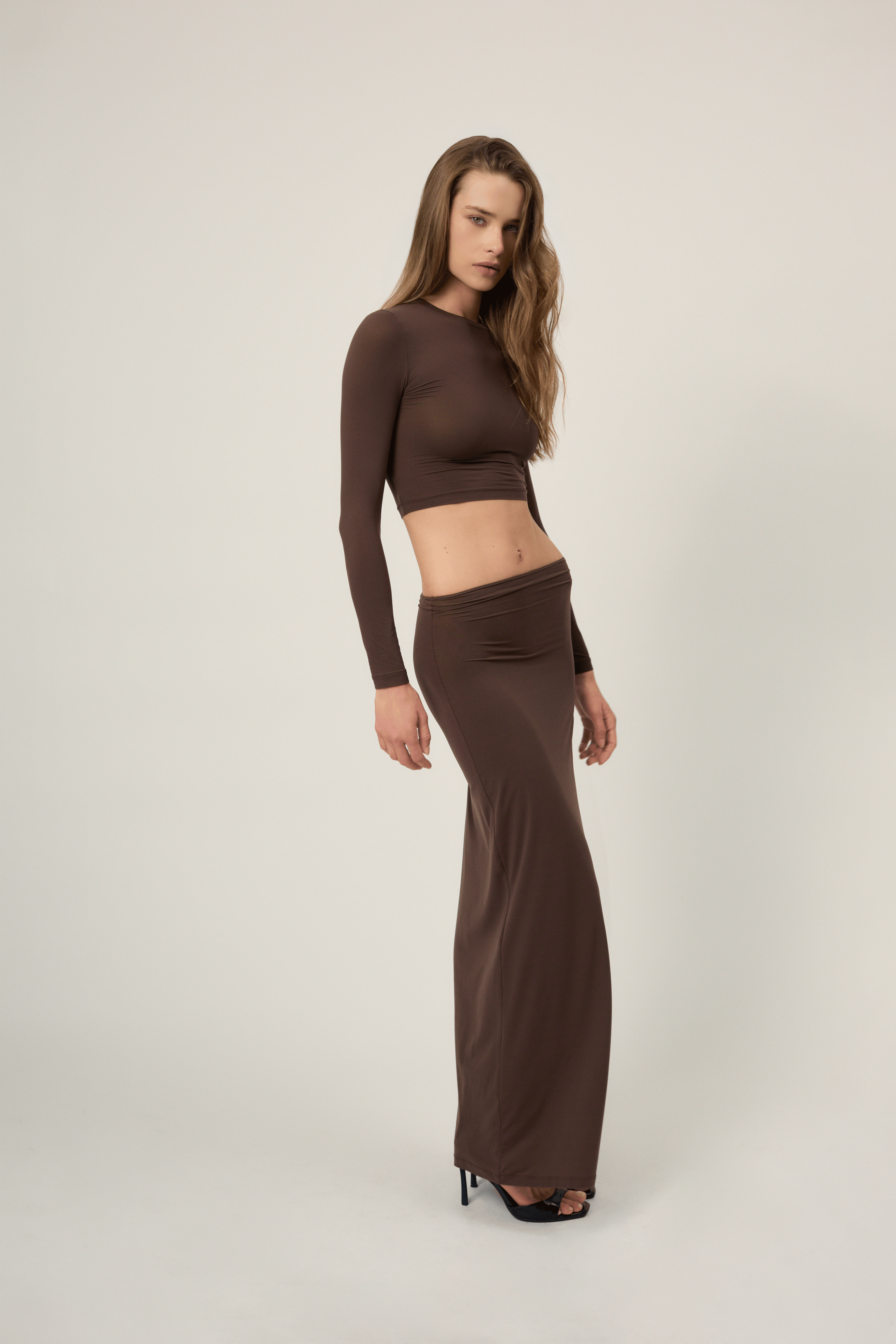 The Bowie Long Skirt - Brown – CHAM