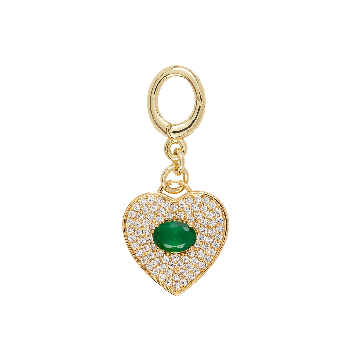 Green Stone Heart – Gold