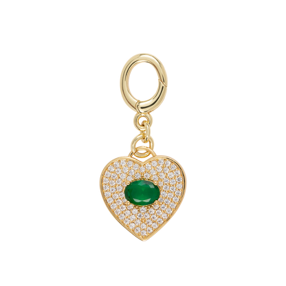 Green Stone Heart – Gold