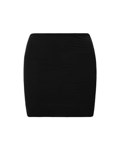 Ruched Mini Skirt - Black