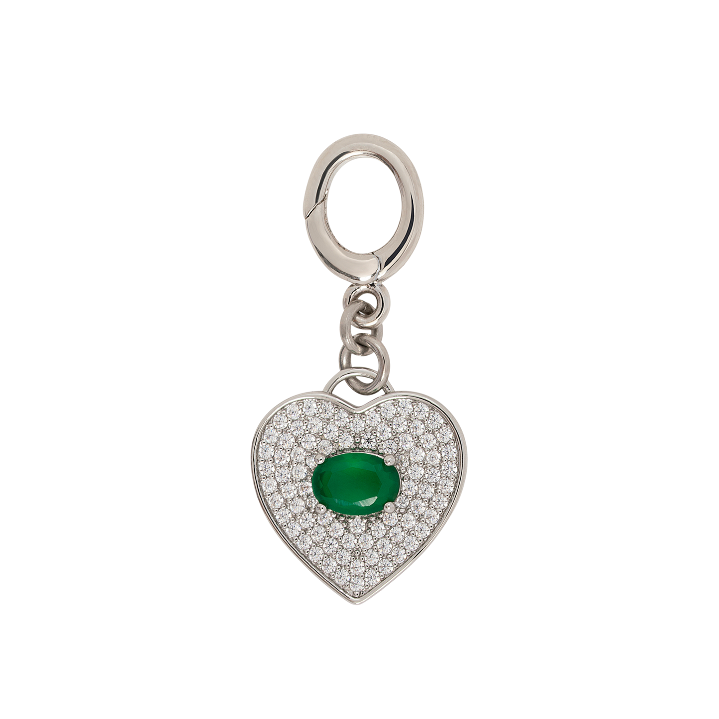 Green Stone Heart – Silver