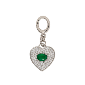 Green Stone Heart – Silver