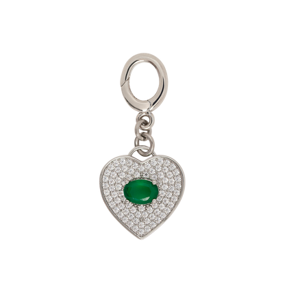 Green Stone Heart – Silver