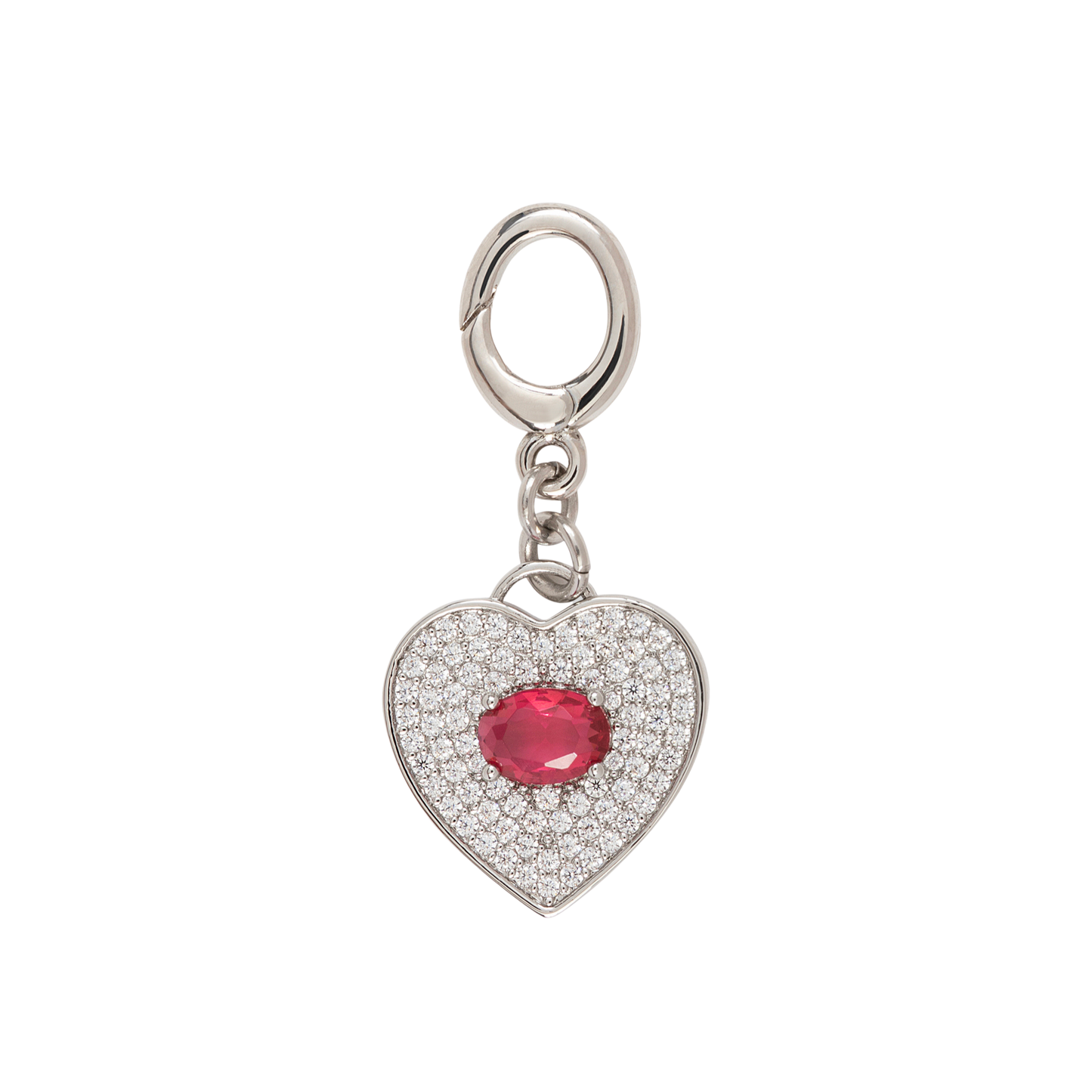 Red Stone Heart – Silver