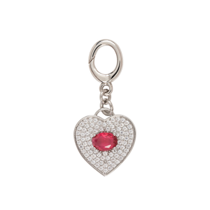 Red Stone Heart – Silver