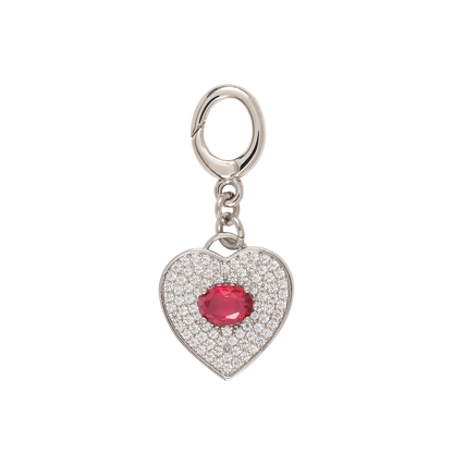Red Stone Heart – Silver