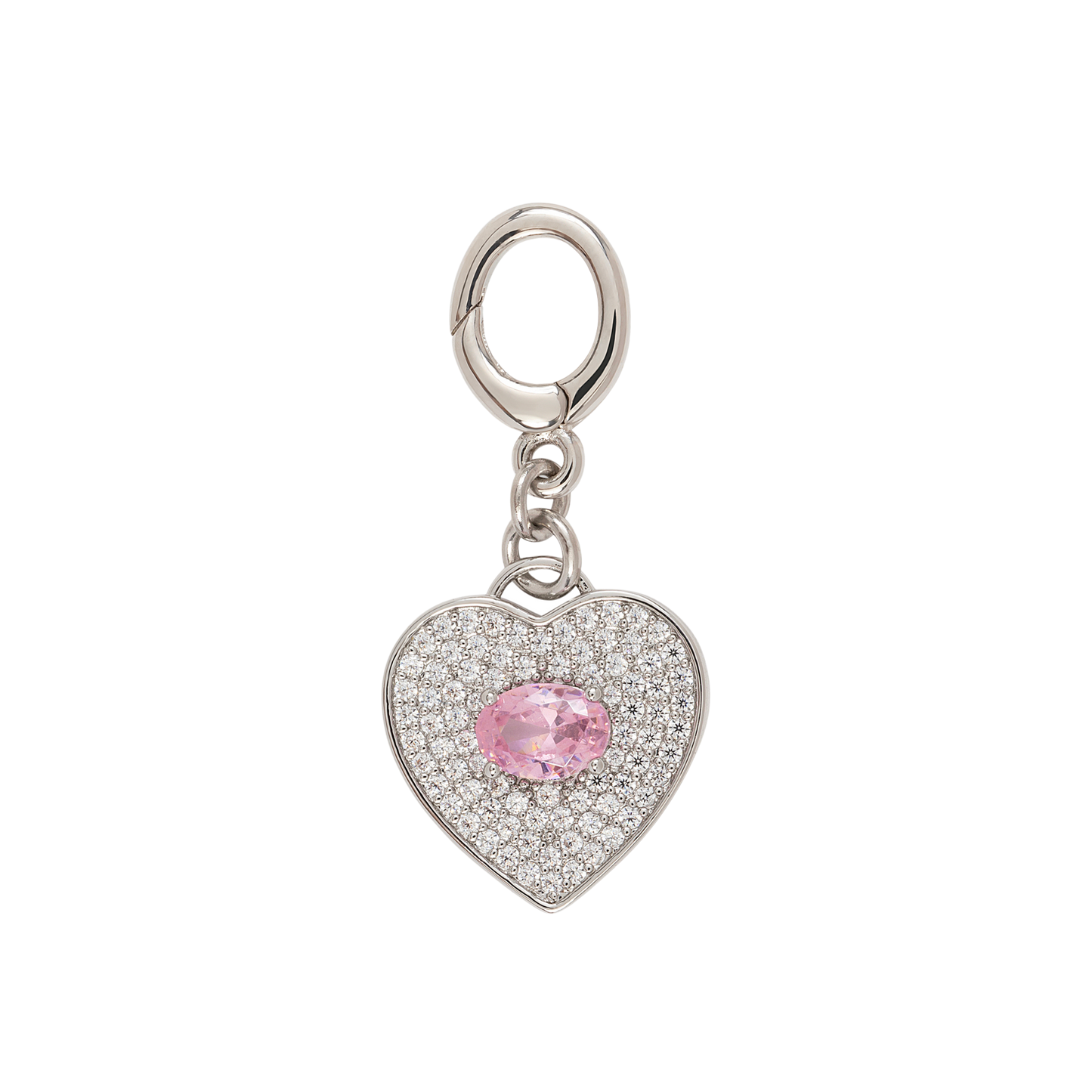 Pink Stone Heart – Silver