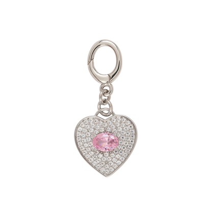 Pink Stone Heart – Silver