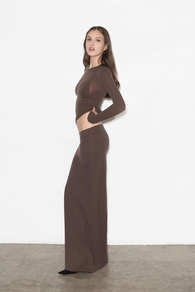 [LOW CLASSIC] / ☆ 24FW DOUBLE WAIST LONG SKIRT / BROWN BrownLongSkirt_2_88e2e8ee-3870
