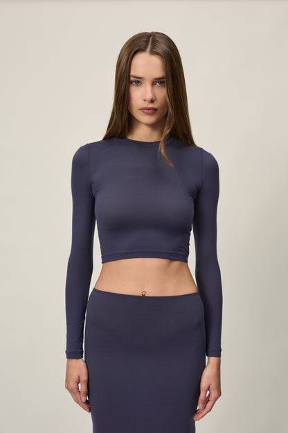 The Cindy Crop Long Sleeve - Navy