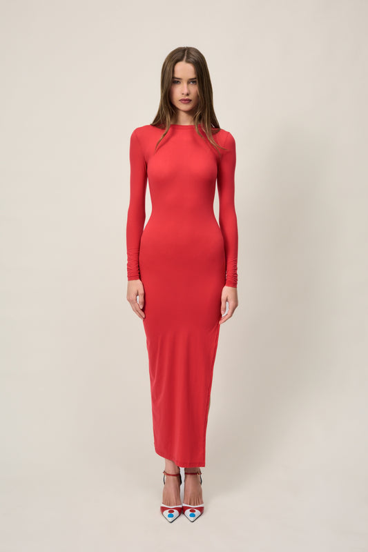 The Elle Long Dress - Red Hot