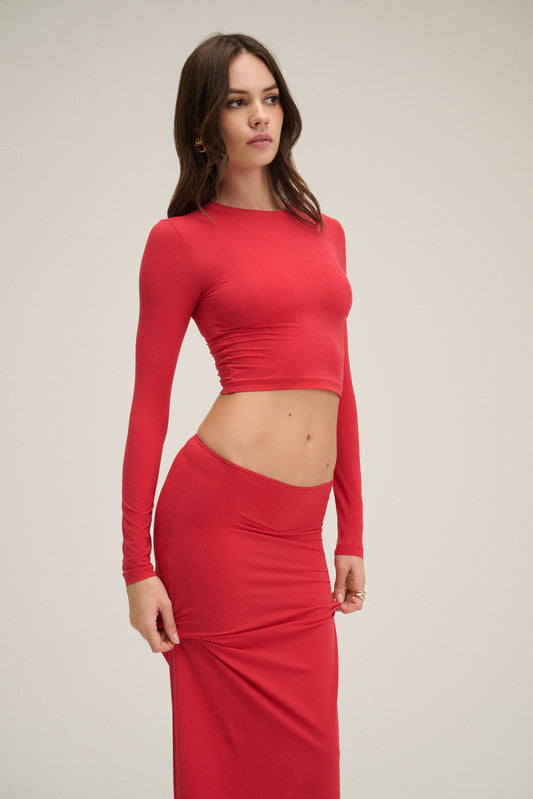 Crop Long Sleeve - Red Hot