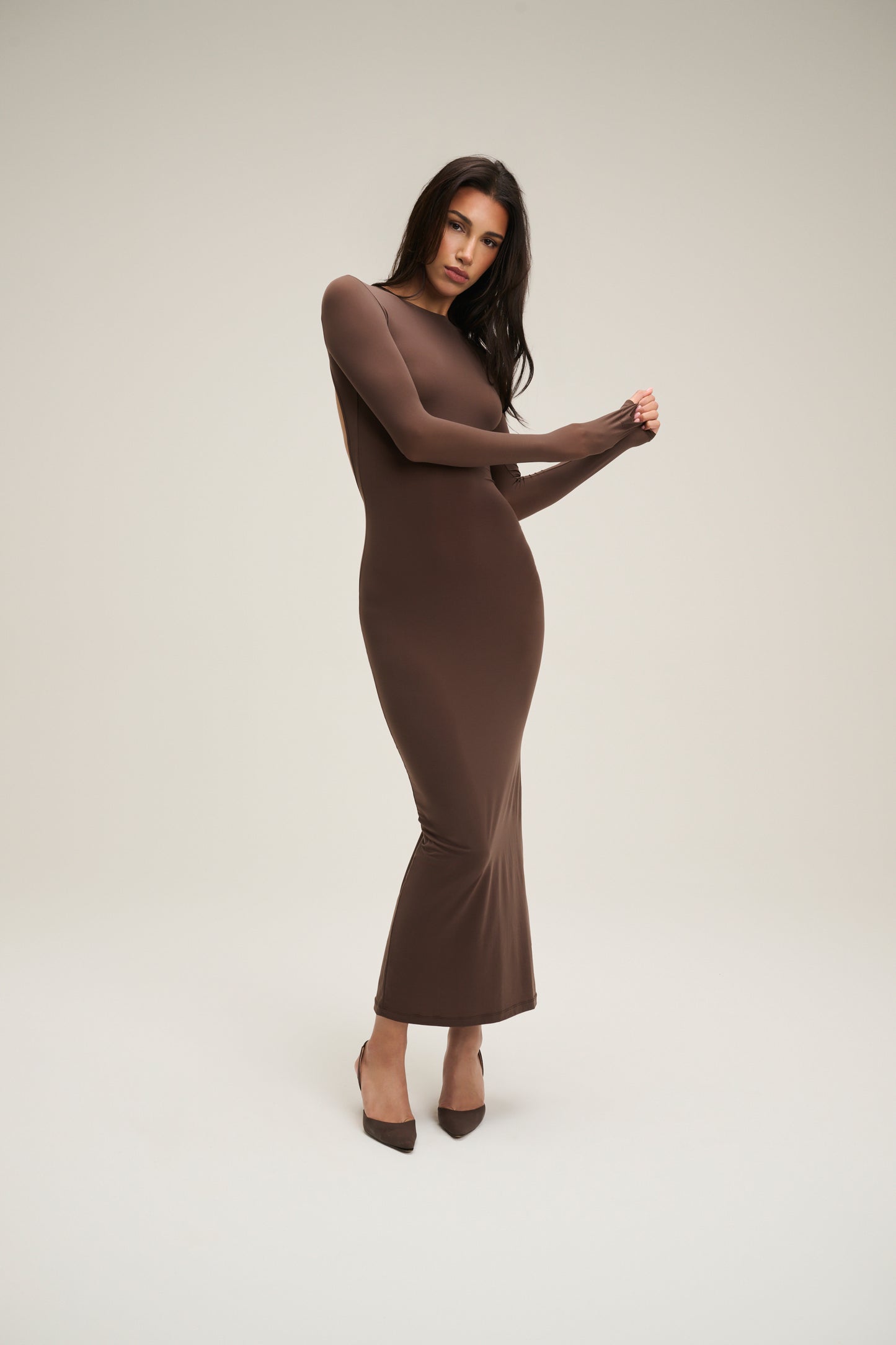 The Jane Open Back Dress - Brown