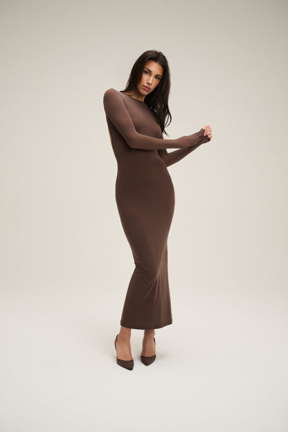 The Jane Open Back Dress - Brown