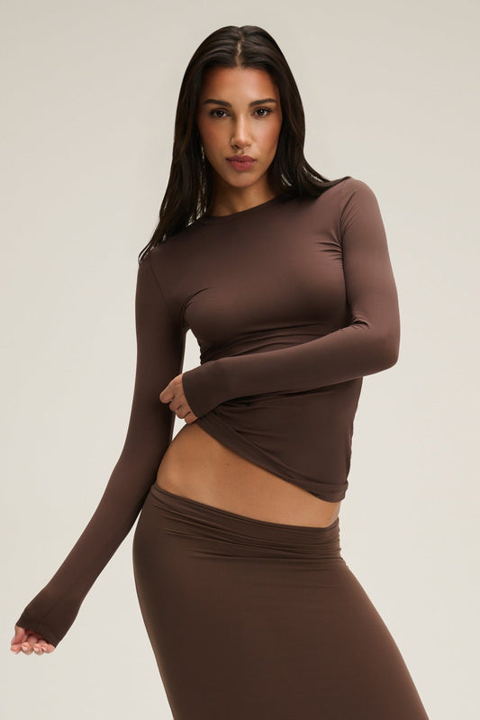 The Christy Long Sleeve Top - Brown
