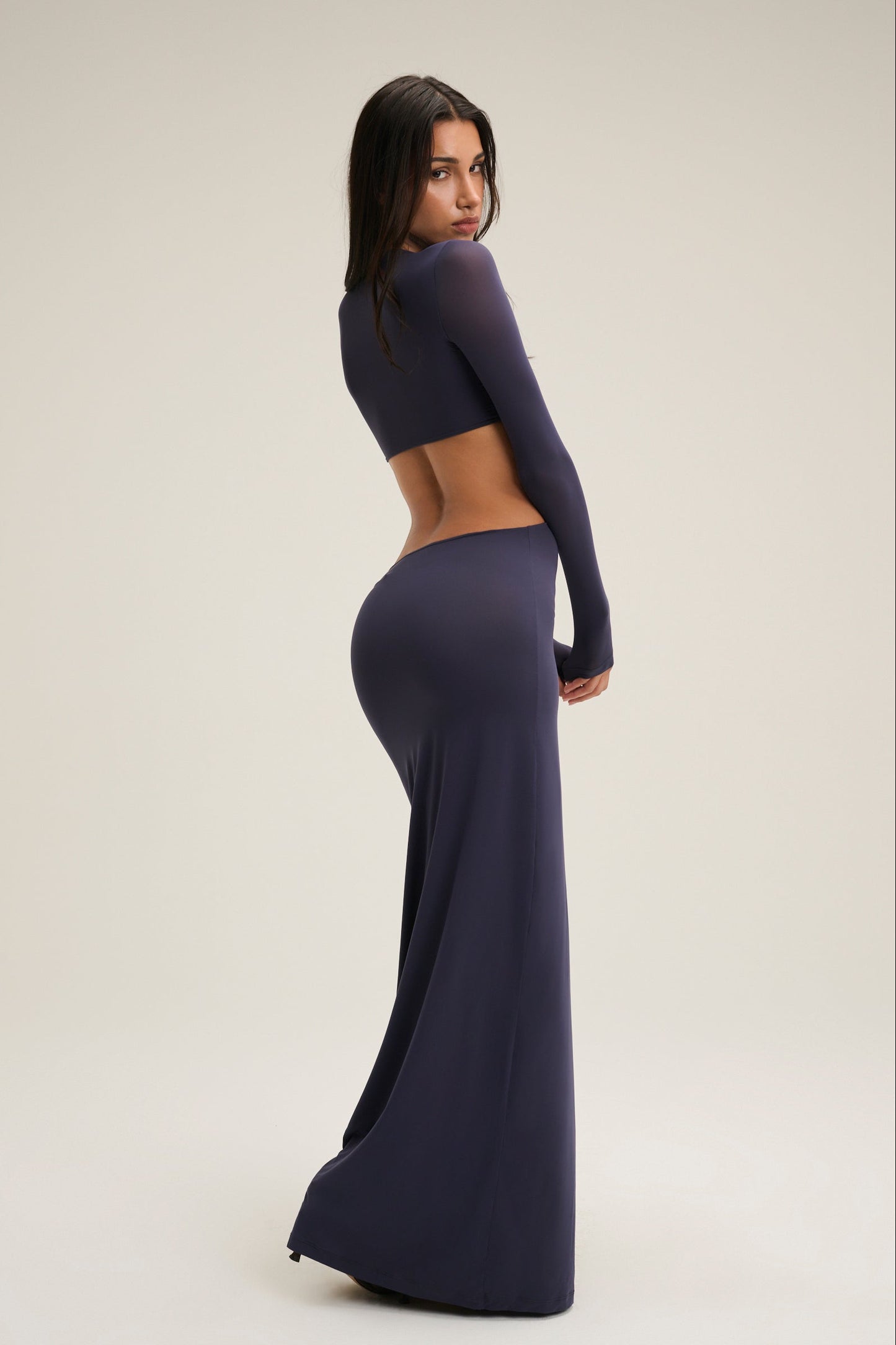 The Cher Long Sleeve Cut-Out Dress - Navy